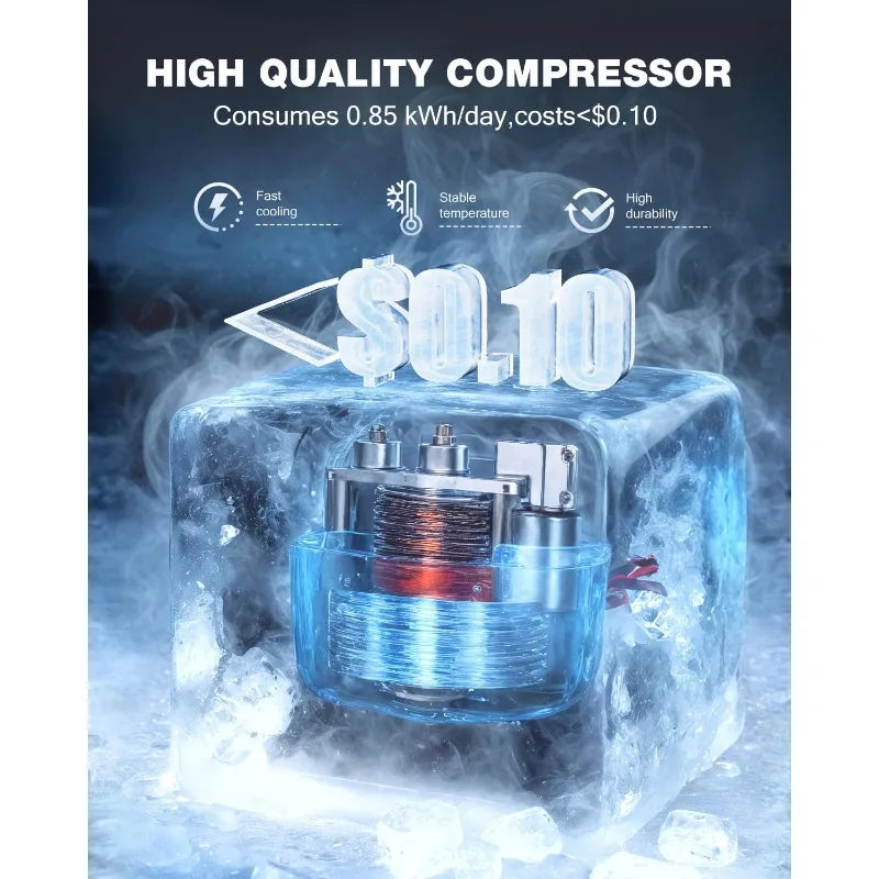 Double Door Refrigerator with Freezer 4.5 Cu.Ft Small Fridge with Freezer 7 Settings Temperature Adjustable,Mini