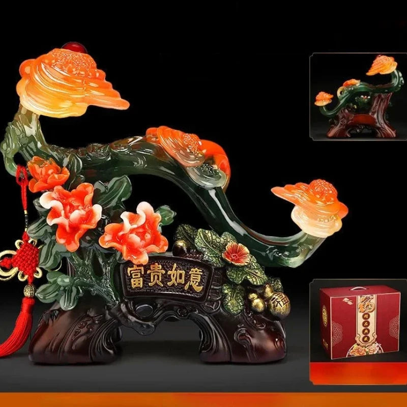 Mascot Resin Imitation Jade Ruyi Ornaments Crafts Home Decor Desk TV Cabinet Figurines