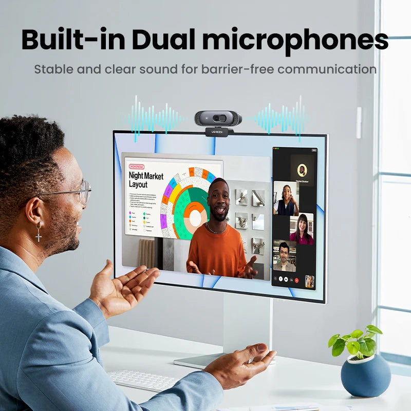 UGREEN USB Webcam 2K HD Mini Webcam For Laptop Computer Web Camera Dual Microphones for Youtube Zoom Video Calling 2K