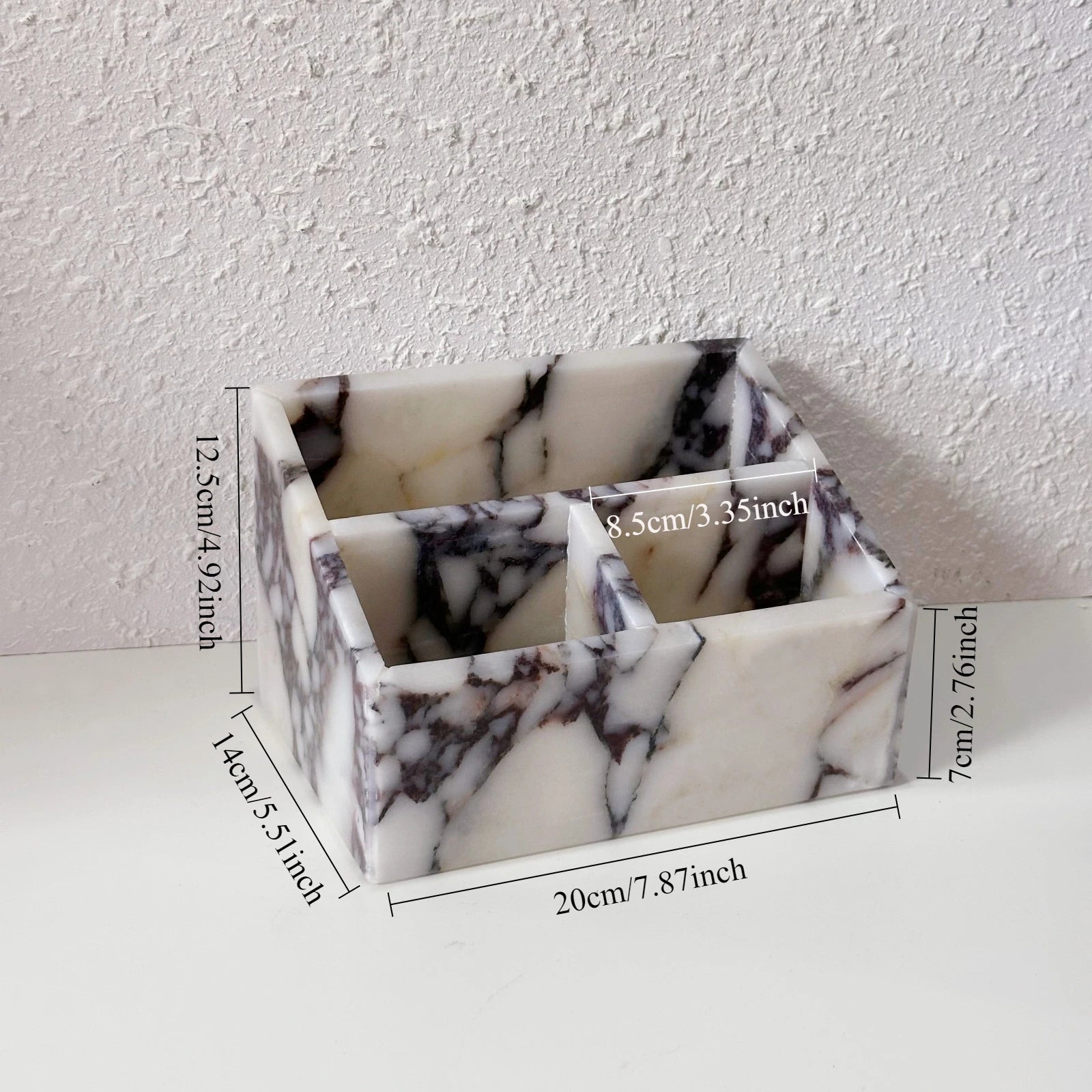 Luxury Calacatta Viola Natural Marble Desktop Organizer Multi-Layer Stone Tray for Pens Makeup Brushes Jewelry Organizer