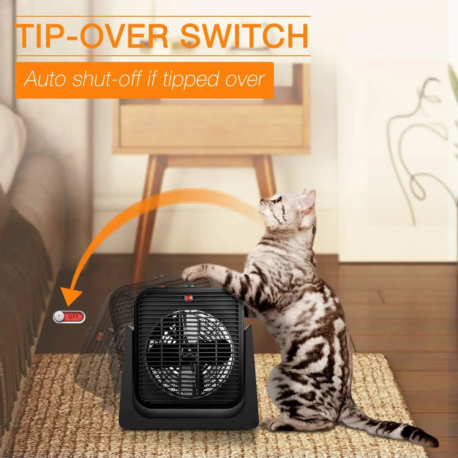 2-in-1 Cooler & Heater Desk Fan - Small Electric Combo with Tip Over & Overheat Protection for Home Office Bedroom