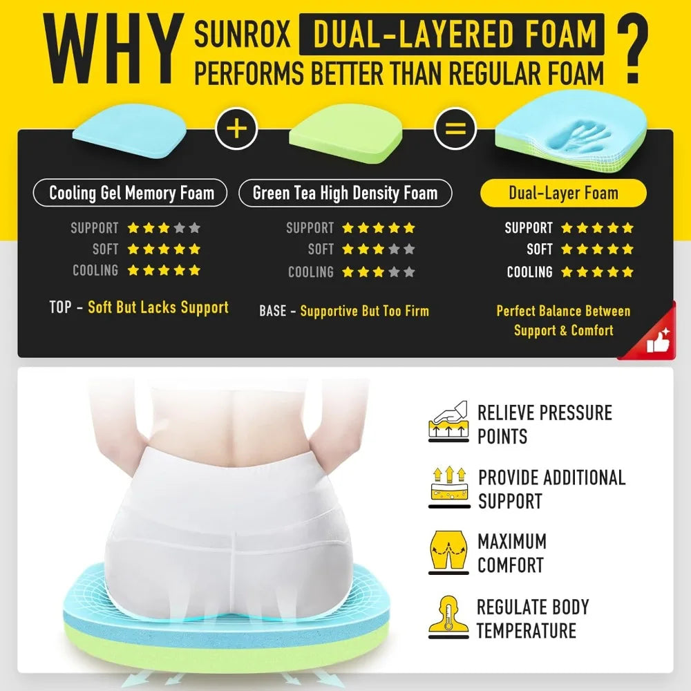 sunrox gel memory foam chair cushion with ties ultra durable water resistant fadeshield outdoor/indoor reversible chair