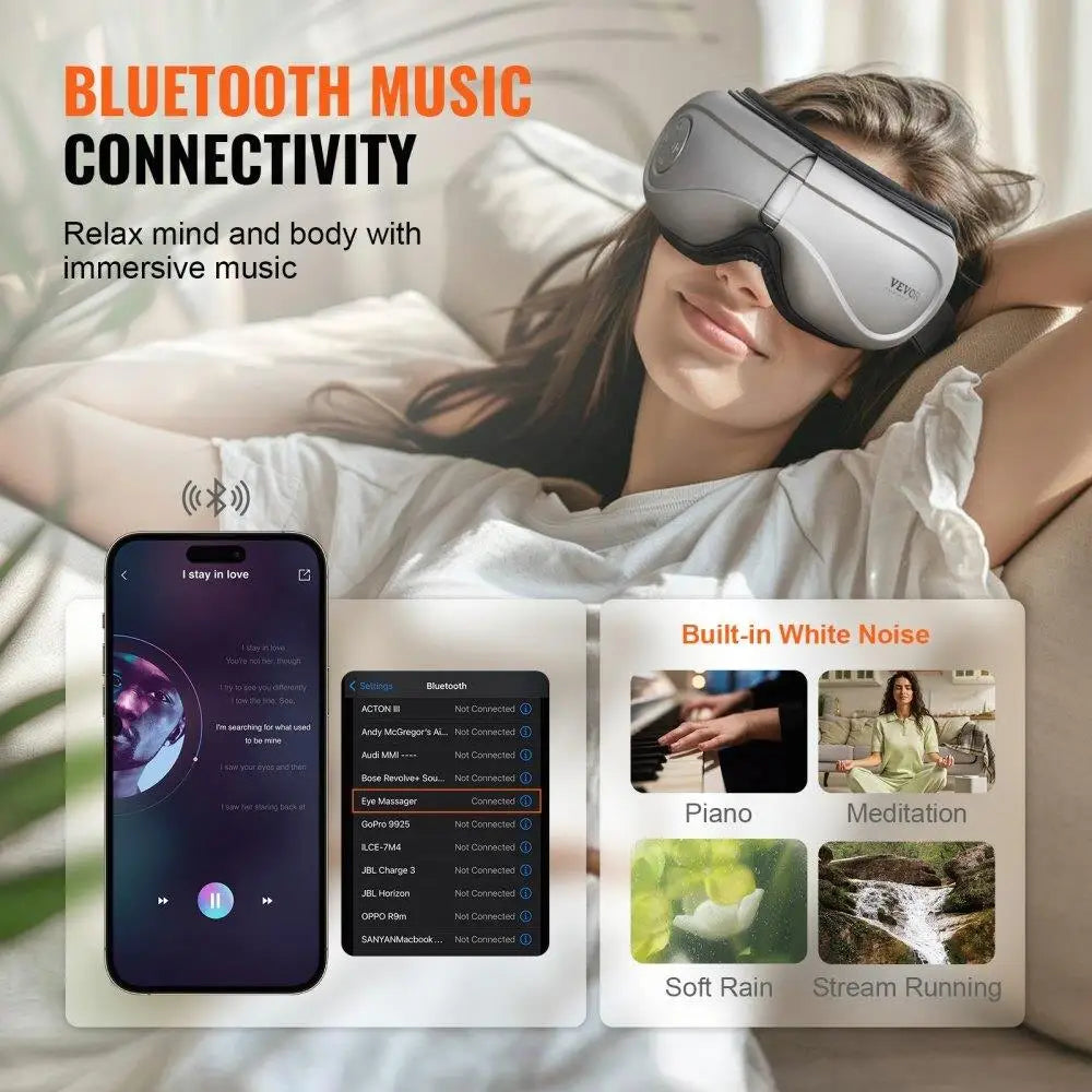 IntelliGlow Heated Eye Massager Bluetooth Music 180 Foldable Eye Care Device 5 Modes - United States / As pictures