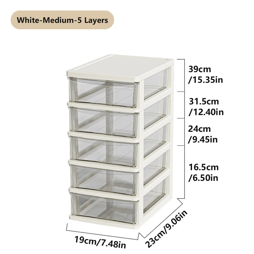 2-6Layers Medium Desktop Storage Box with Drawer Heightened Table Organizer Plastic Office storage cabinet for home