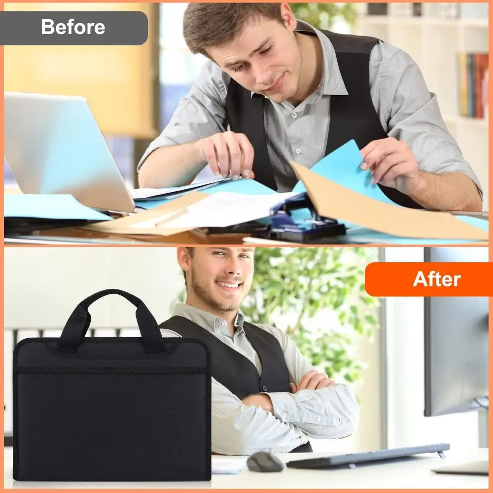 Fireproof File Organizer Colorful Tabs 13 Pocket Expanding File Folder Zipper Closure Large Capacity Accordion Folder