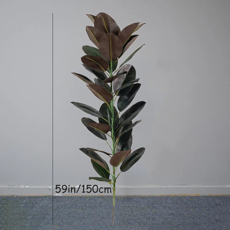 13-70in Large Ficus Tree Artificial Rubber Tree Plastic Banyan Plants Real Touch Banyan Leaves For Home Garden Shop