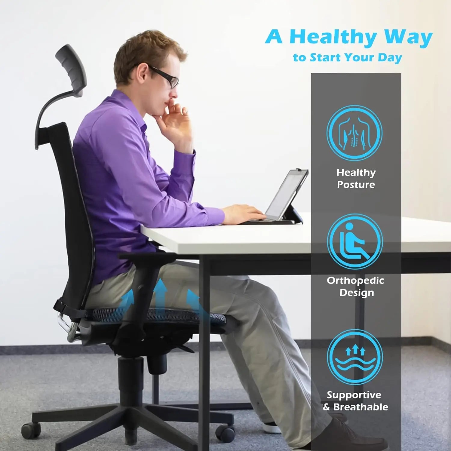 Car Wedge Seat Cushion Memory Foam Comfortable Seat Cushion-Orthopedic Support For Car Driver Seat Office Chair