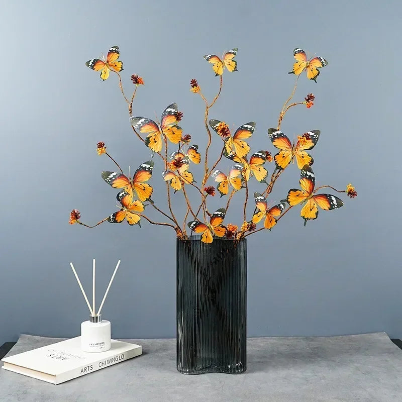Simulation 5 Flower Butterfly Artificial Flower Bouquet Home Living Room Porch Dining Table Wedding Decoration Indoor
