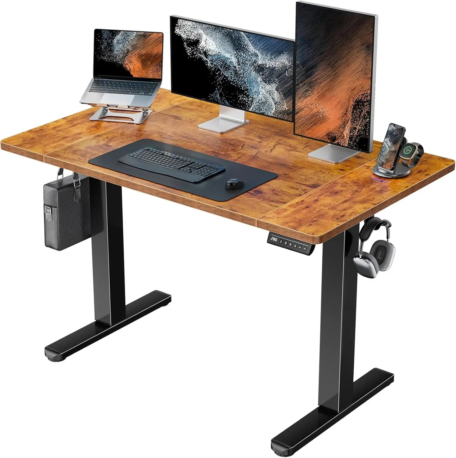 HUANUO 71 x 30 inch Electric Standing Desk Powerful Brushless Motor Large Height Adjustable Table,Thick T-Shaped Frame