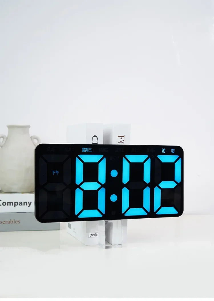 Minimalist LED Digital Wall Clock with Remote Control Adjustable Brightness Countdown Timer Modern Home Office Alarm