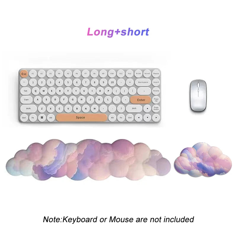 Cloud Keyboard Wrist Rest Mouse Pad Wrist Support Keyboard Set with Ergonomic Memory Foam Anti-Slip Base for Home
