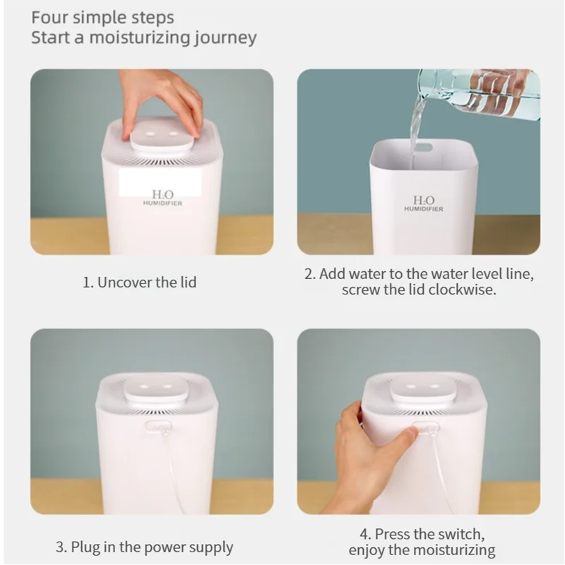 New 3.3L Large Capacity Quiet Humidifier for Home Bedroom Air Hydration Aromatherapy Diffuser with 8H Timer and Light