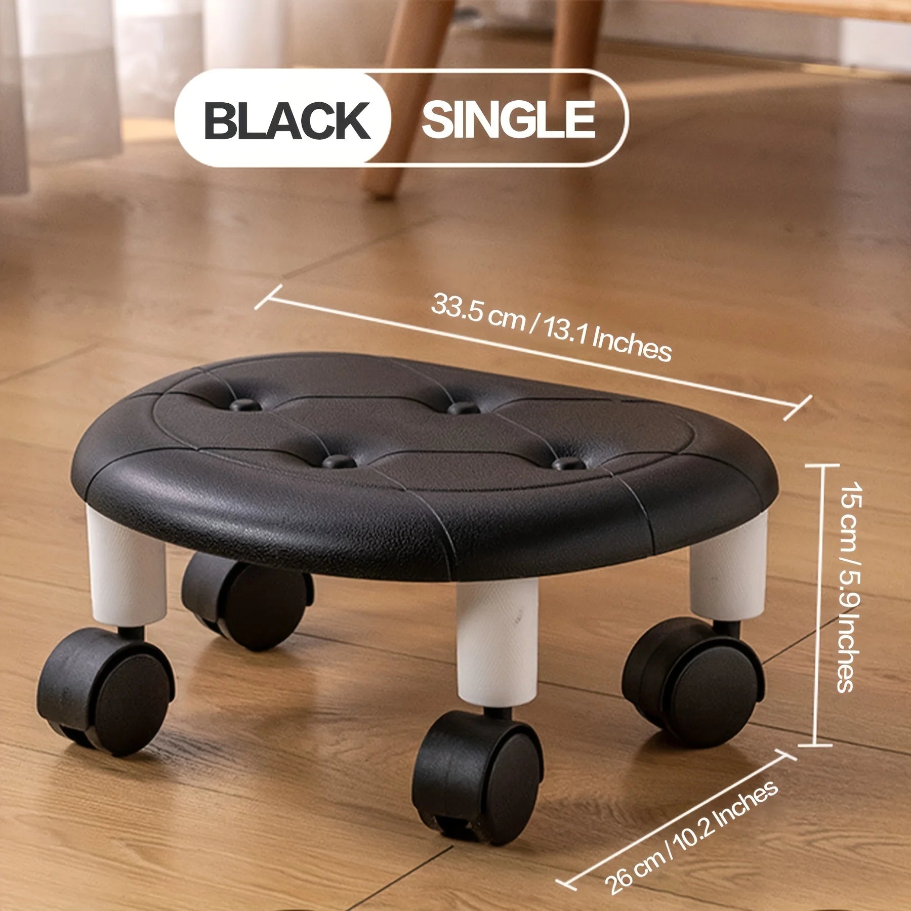 Rolling Low Stool with Wheels - Durable Plastic Oval Footstool 360° Casters - Perfect for Entryway Shoe Changing