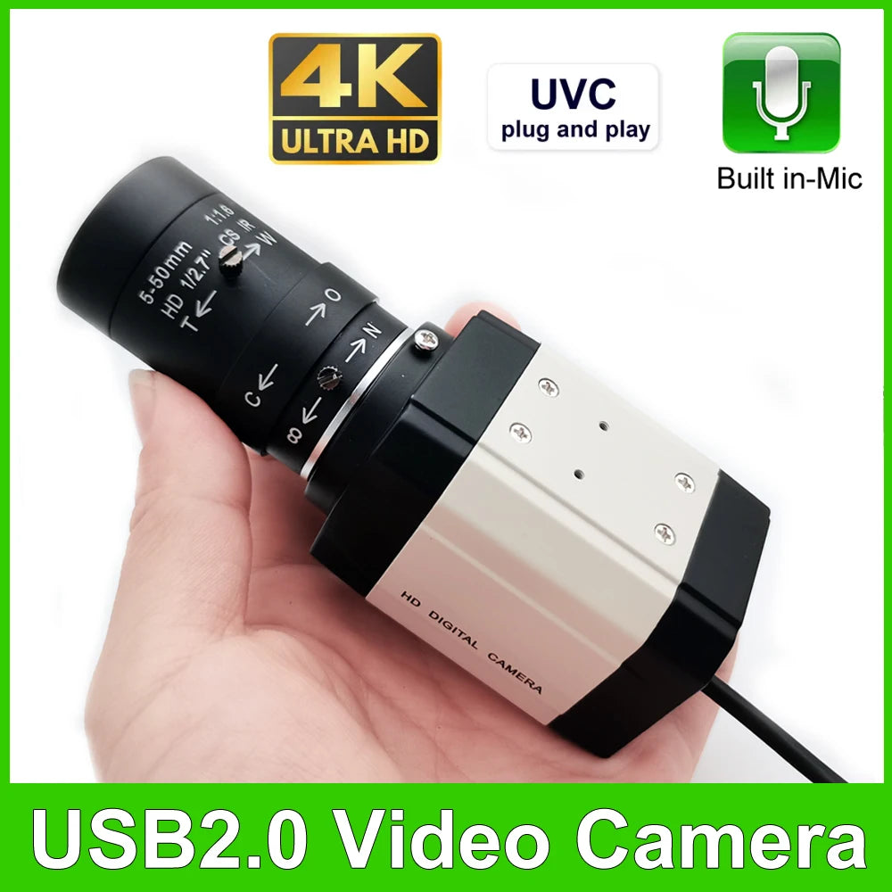 30fps 4K USB Webcam 1440P 2K Web Camera Built In Microphone With CS 5-50mm/2.8-12mm Manual zoom Lens For Video Call/