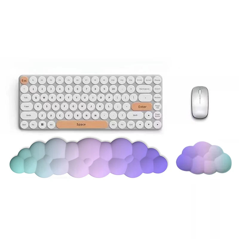 Cloud Keyboard Wrist Rest Mouse Pad Wrist Support Keyboard Set with Ergonomic Memory Foam Anti-Slip Base for Home