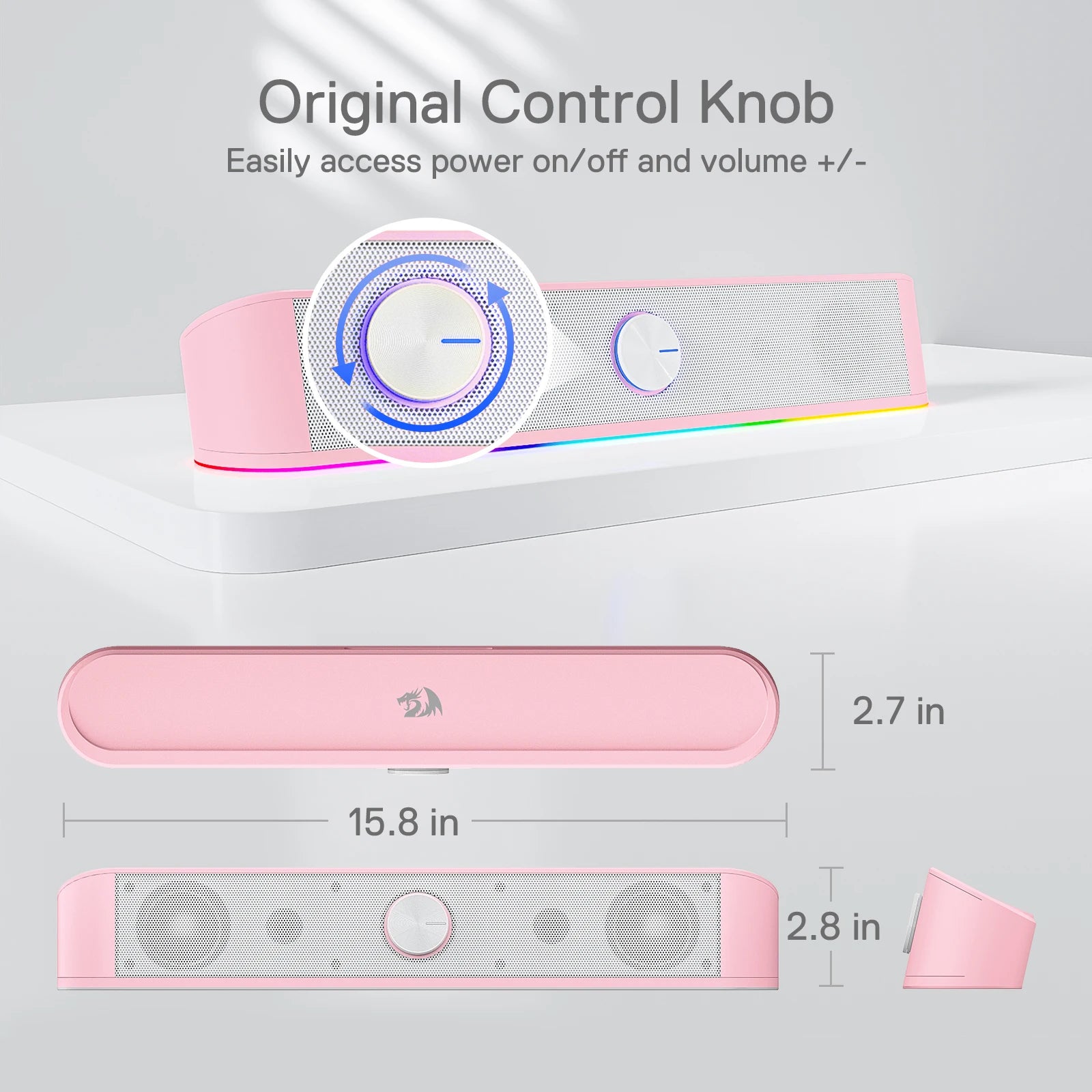 Redragon GS560 RGB Desktop Soundbar 2.0 Channel Computer Speaker with Dynamic RGB Audio