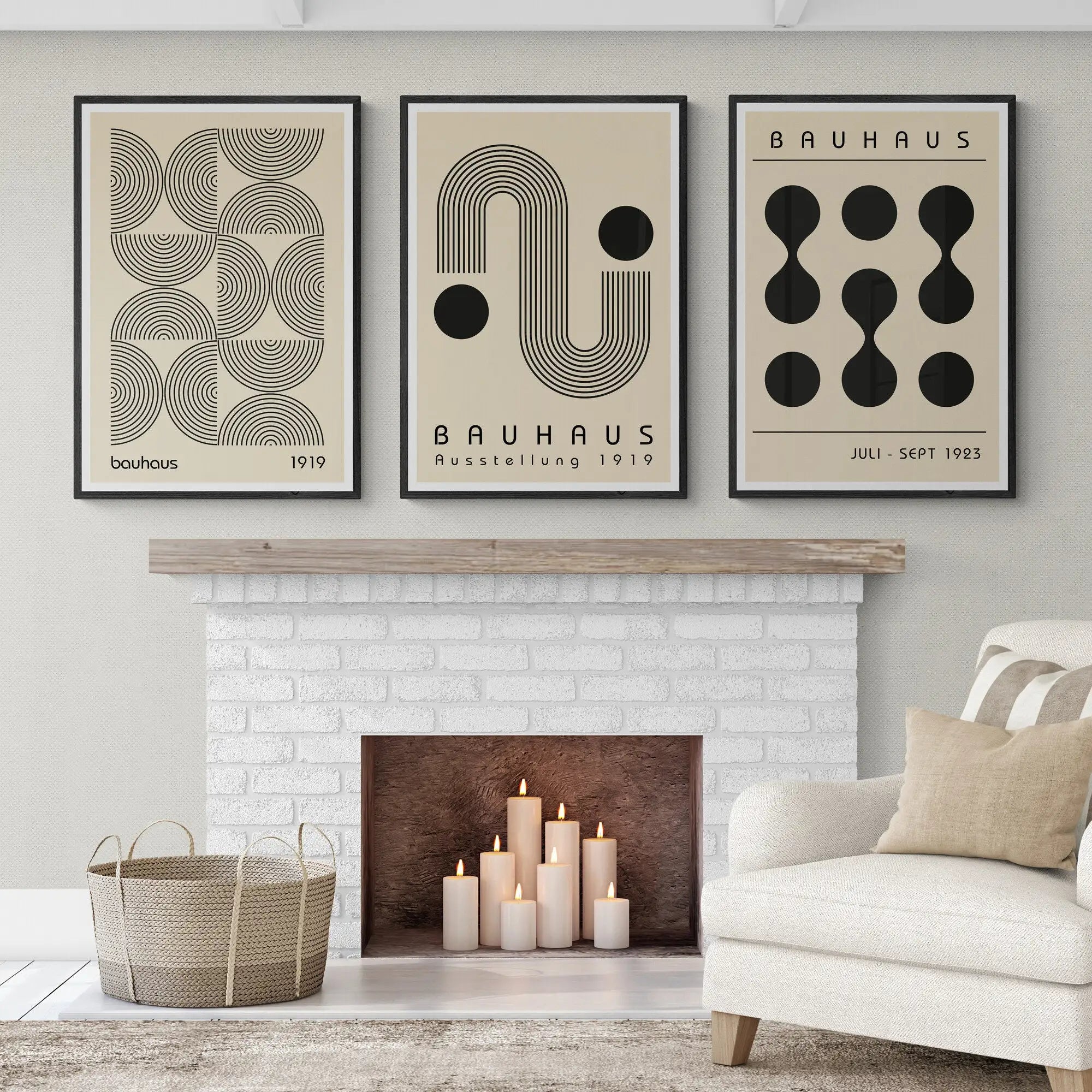 Green Bauhaus Abstract Geometric Canvas Prints Modern Creative Pattern Wall Art Poster for Home Office Living Room