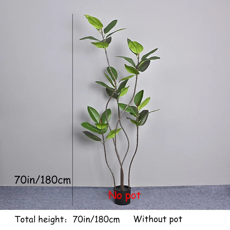 70in Large Artificial Plants Fake Ficus Tree Branch Plastic Rubber Leaves Tall Green Landscape For Home Garden Office
