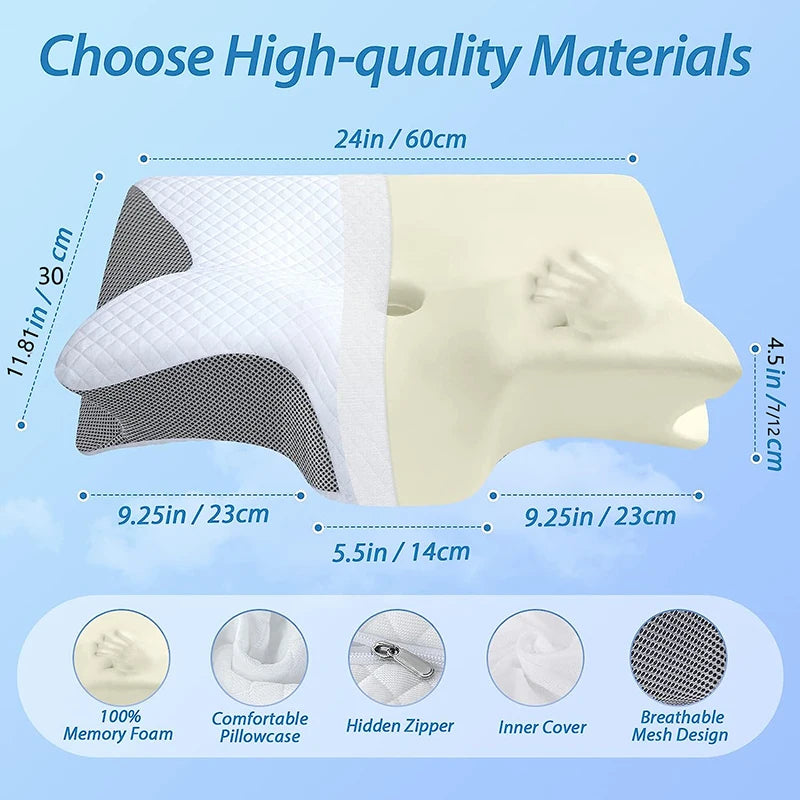 1pc Memory Foam Cervical Pillow 2 in 1 Ergonomic Contour Orthopedic Pillow for Neck Pain Contoured Support Pillows,Neck