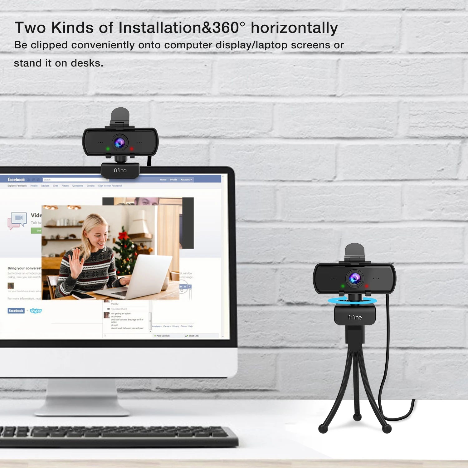 FIFINE 1440p Full HD PC Webcam with Microphone tripod for USB Desktop & Laptop,Live Streaming Webcam for Video