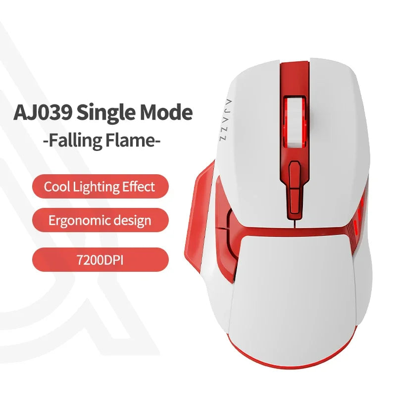 Ajazz Aj039 Rgb Mouse Tri-Mode Usb 2.4G Wired Wireless Bluetooth Mouse Gaming 7200Dpi Ergonomic Gamer Mice for Pc