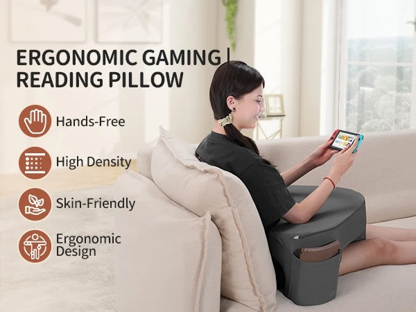 Gaming Reading Pillow Ergonomic Soft Memory Foam 3 Legs Bed Arm Rest Pillow for Couch Car Floor - United States