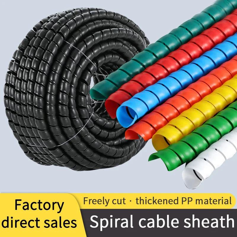 1/5/10Meters 8mm-40mm Wire Protector Cable Sleeve Cover Tube Line Organizer Pipe Protection Flexible Spiral Wrap