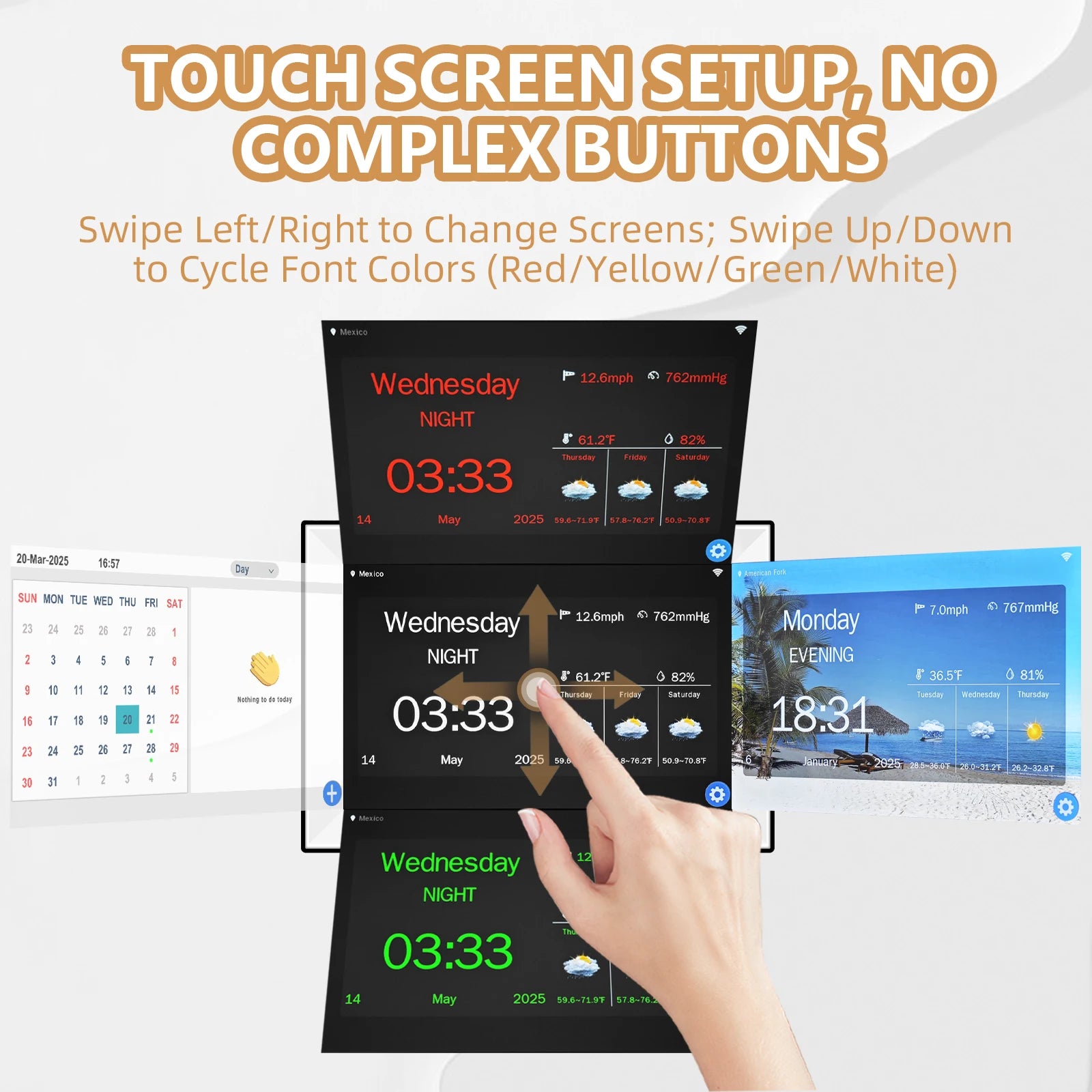 Digital Calendar Alarm Clock: 10.1-inch Calendar Chore Chart Smart Touchscreen Display for Family Schedules Great
