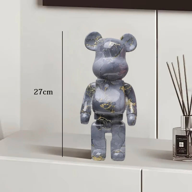 27cm Graffiti Bear Statue Paint Block Bear Decor Resin Desktop Ornaments Home Decoration Living Room Bear Floor