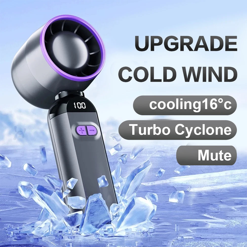 Handheld Turbo Fan LED Digital Display Adjustable Cooling Fan USB Rechargeable Portable Electric Fan for Home Office