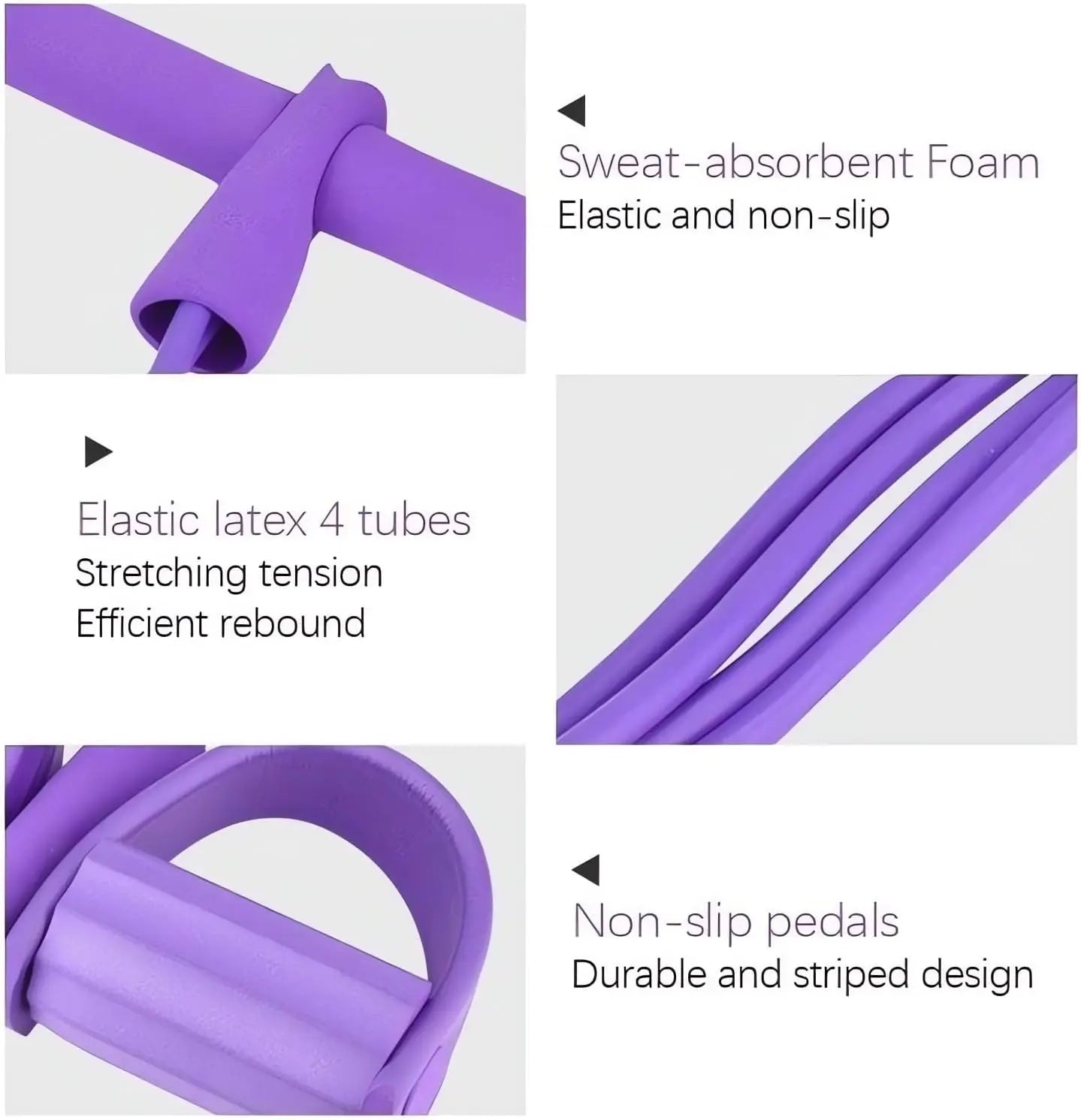 Fitness Resistance Bands-4 Tube Pedal Ankle Puller Upgrade Stretch Bands for Exercise Sit Up Exercise Equipment