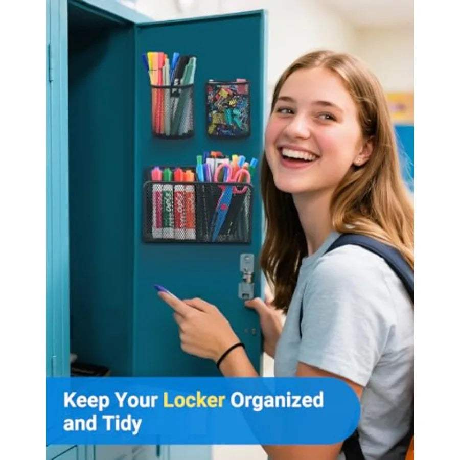 Magnetic Pen Holder Metal Strong Magnet Pen Cup Magnetic Marker Storage Basket Locker Organizer for Whiteboard