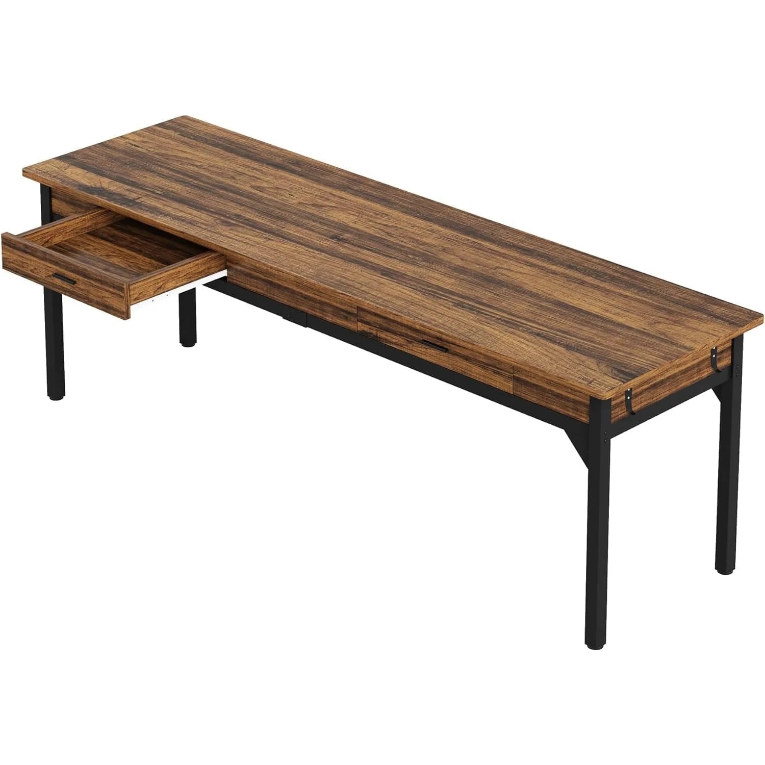 Computer Desk 200 x 60 x 82 cm Double Long Desk with 2 Drawers Office Table Work Table Office Furniture