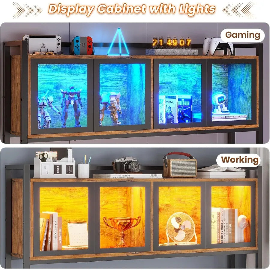 L Shaped Gaming Desk with Drawers and Storage Shelves for Home Office Corner Computer Desk with Hutch Pegboard Panel