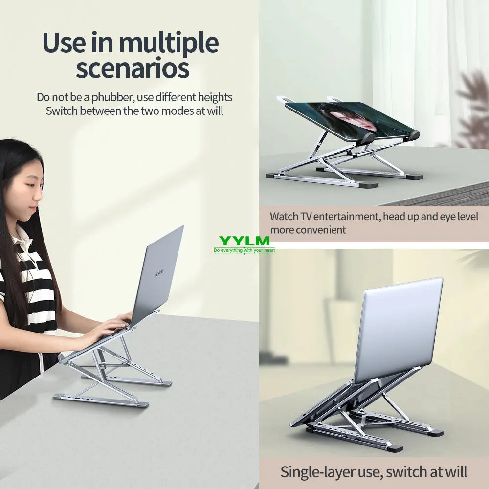 YYLM N8 Laptop Stand Aluminum for Macbook Adjustable Portable More Stabe Laptop Stand Cooling Stand Foldable Notebook