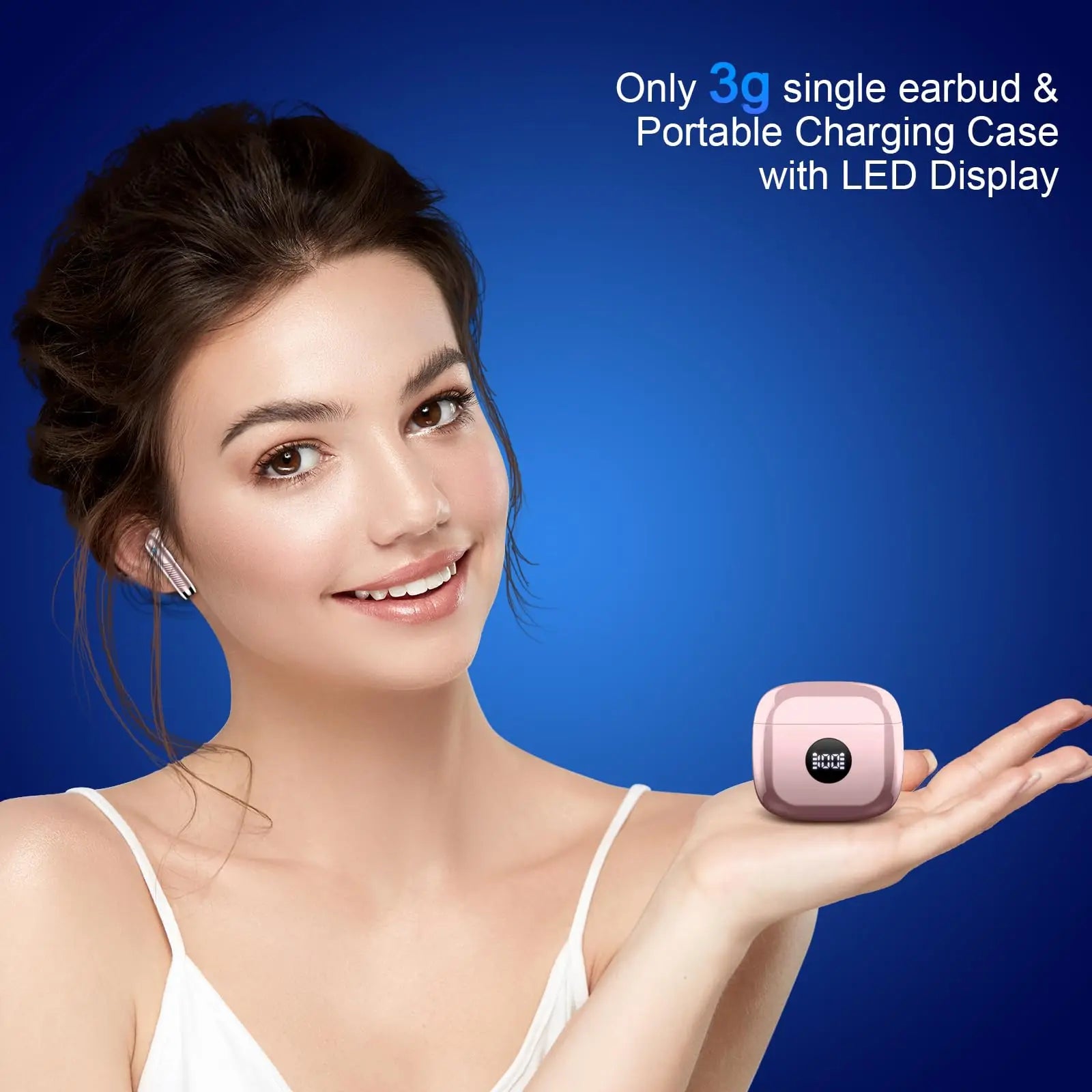 DRSAEC Wireless Earbuds Bluetooth 5.3 Ear Buds LED Power Display Headphones in-Ear Noise Cancelling Mic 40H Playback.