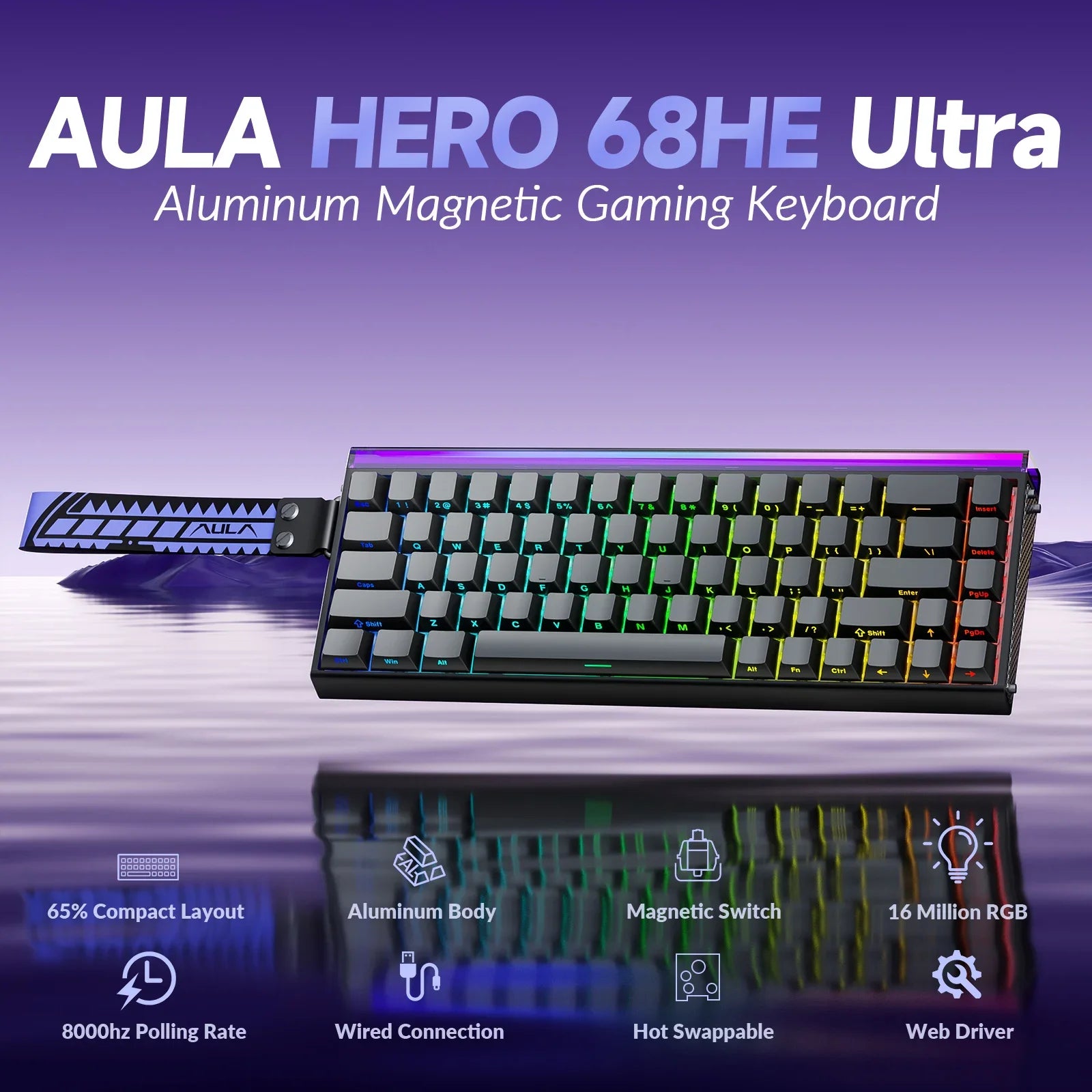 AULA HERO68HE Pro\Ultra Magnetic Gaming Keyboard 75% Magnetic Switch Keyboard Rapid Trigger for Esports PBT High