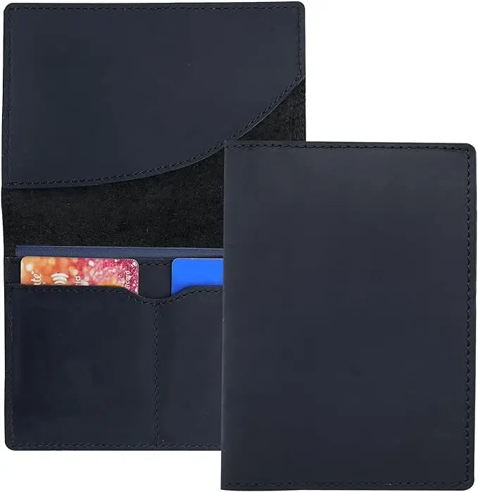 New Arrivals Genuine Crazy Horse Leather Passport Cover Solid Credit ID Card Case Holder Business Unisex Travel Wallet