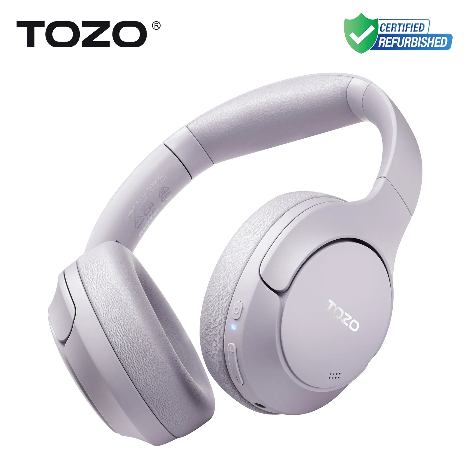 Refurbished TOZO Hi-Res Over Ear Headphones with Mic Hybrid Active Noise Cancelling 38dB Wireless&Wired Headsets 40mm