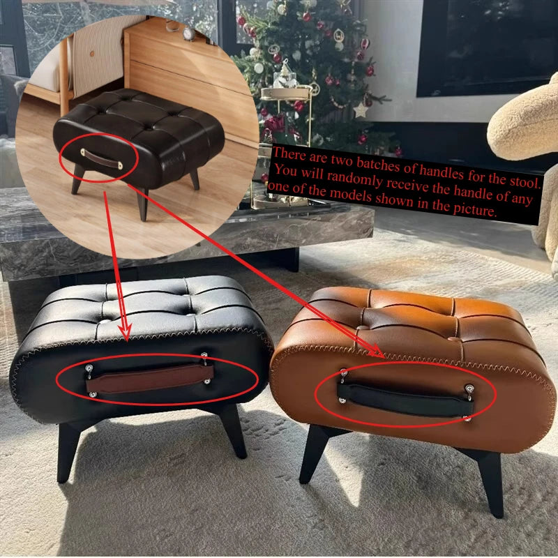 Foldable Foot Stool Extra Thick PU Leather & High-Density Foam Portable Ottoman for Living Room/Bedroom/Office Non-Slip