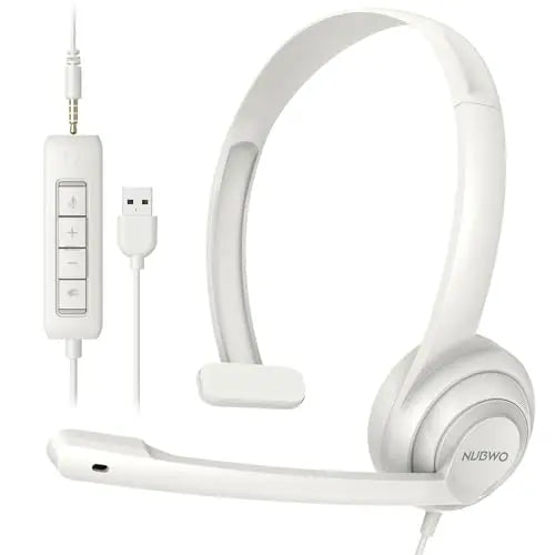 NUBWO HW02 USB Headset with Mic Noise Cancelling Ultra Comfort Computer Headset for Laptop pc On-Ear Wired Office Call