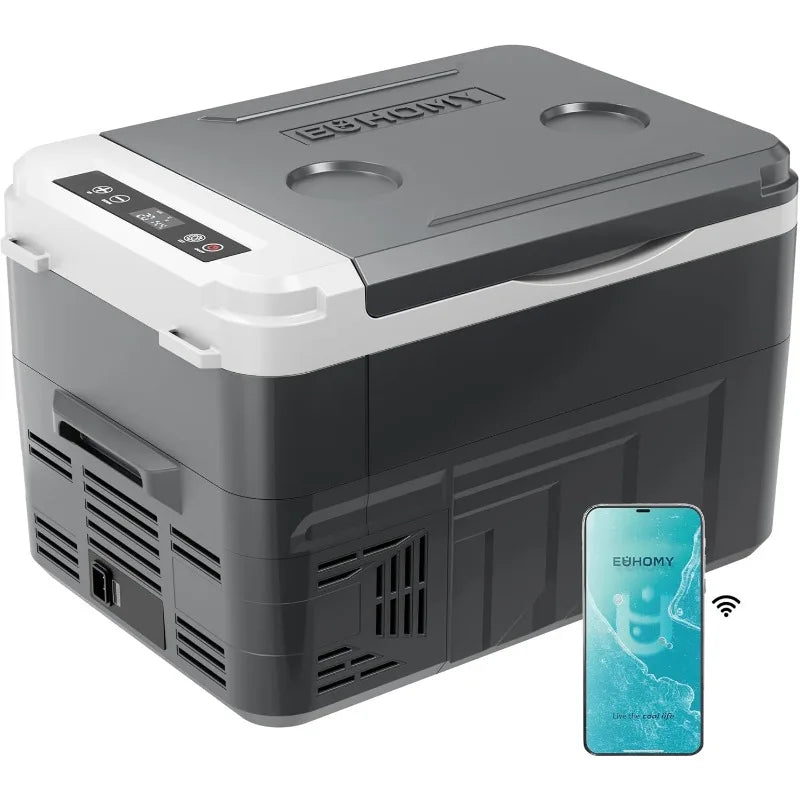 EUHOMY 12 Volt Refrigerator 17 Quart (15L) Compressor Electric Cooler APP Control Car Fridge 12/24V DC & 120-240V AC