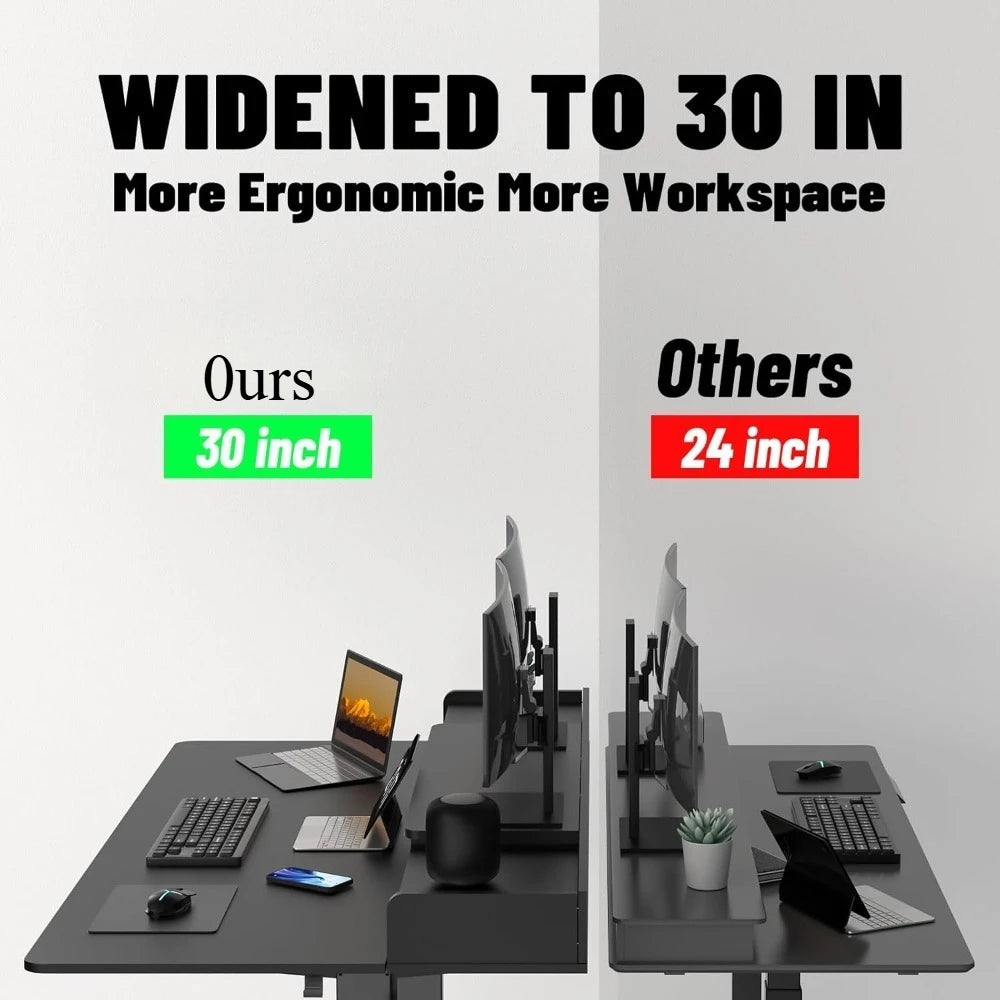 Electric Standing Desk with 2 Drawers Adjustable Height Widened Stand Up Desk with Storage Sit to Stand Ergonomic