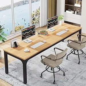 78.7 Inches Extra Long Computer Desk 2 Person Desk Double Long Desk Workstaion for Home Office - United States / Light