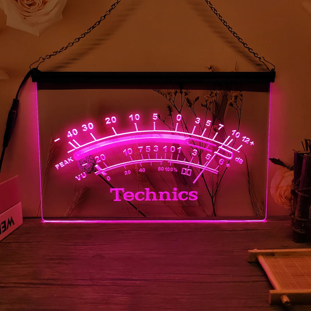 Technics Peak VU dB LED Neon Sign-3D Carving Wall Art for Home,Room,Bedroom,Office,Farmhouse Decor - Pink / US-40x30cm