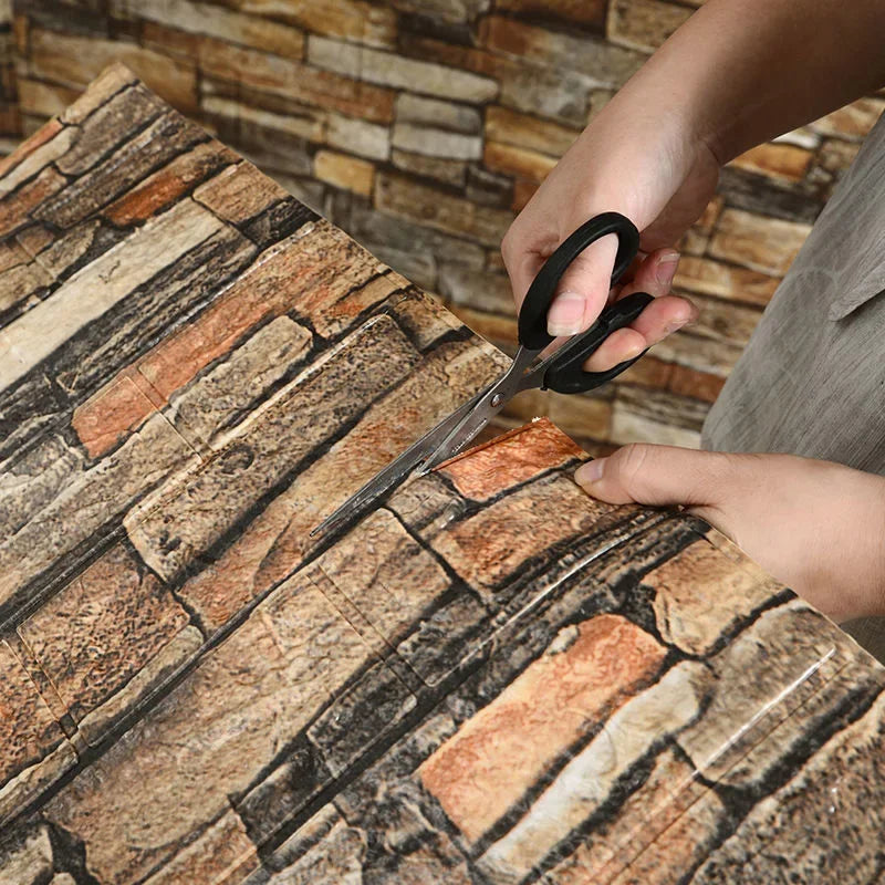 1/5/12pcs Foam 3D Wall Decor Sticker Waterproof Self-adhesive Brick Wallpaper DIY Living Room Wall Sticker Background