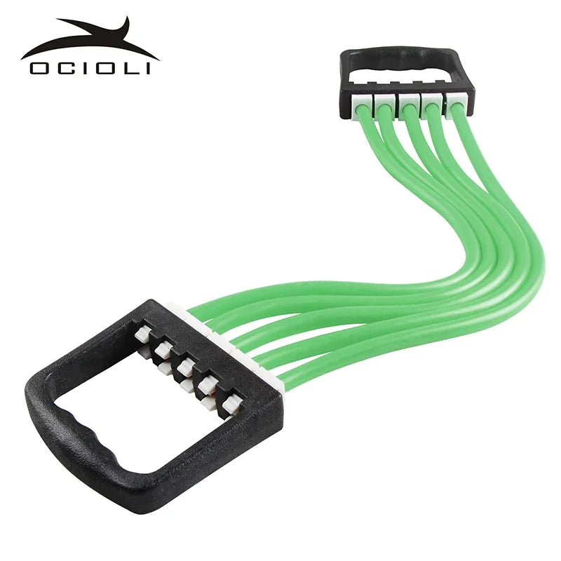 TPR Portable 5 Tubes Chest Expander Puller Exercise Fitness Resistance Bands Elastic Cable Rope Yoga Indoor Sports