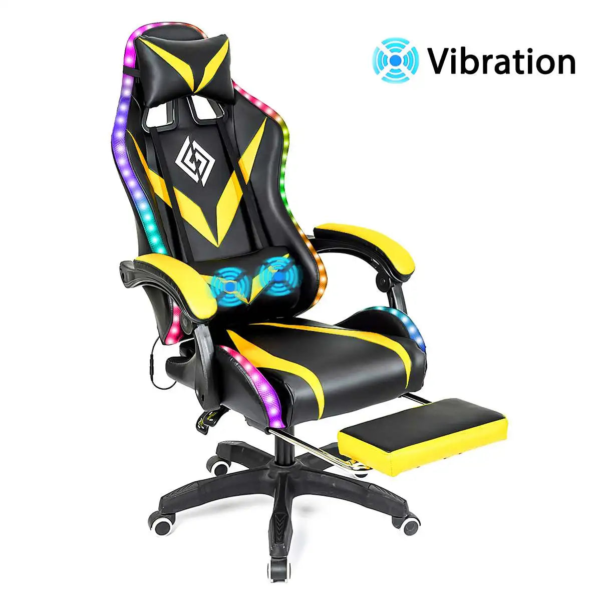 135 Degrees Gaming Chair RGB Light Office Chair Bluetooth Speaker Gamer Computer Chair Ergonomic Swivel 2 Point Massage