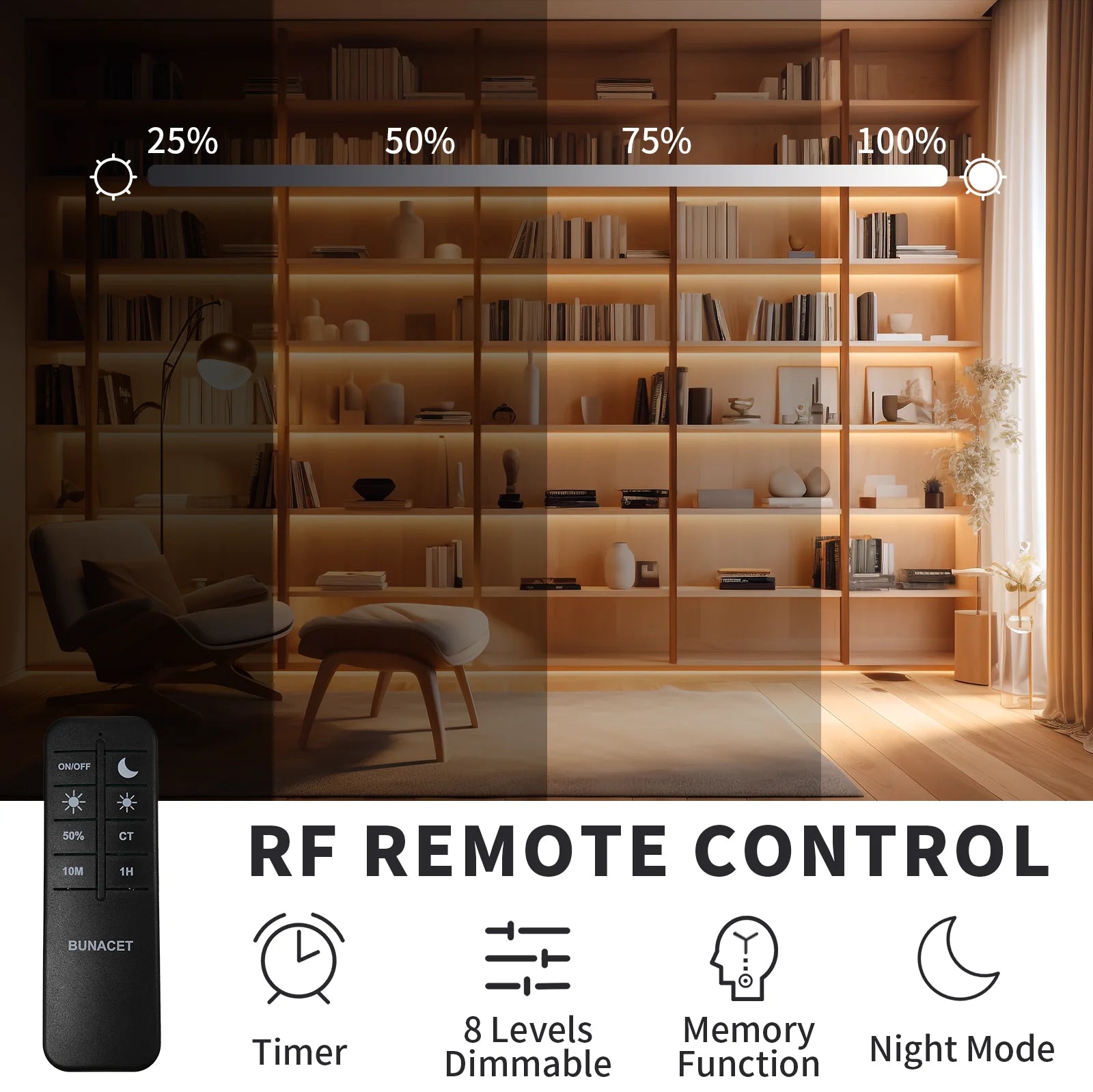 COB LED Strip Light 6m 324led/m Warm/Natural/Cold White High CRI 90+ with RF Remote Light Strip Flexible for Bedroom