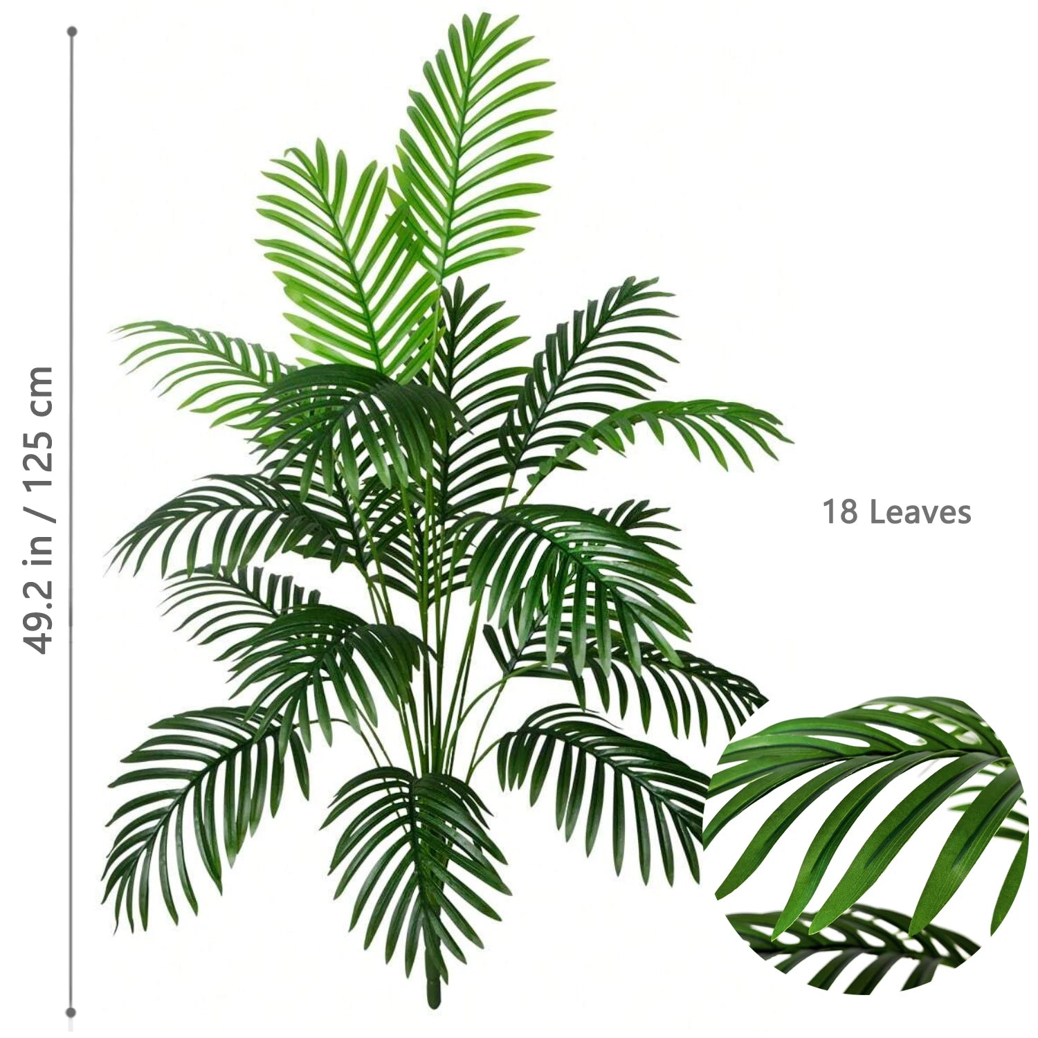 68-125cm/49.2in Artificial Areca Palm Plant Fake Tropical Leaves Fake Yellow Palm Indoor Home Office Decor